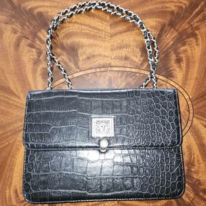 Anne Klein Black Croc-Embossed Bag